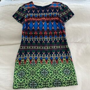 J. Crew Gemston Geometric Short Sleeve Sheath Silk Dress Women’s Size 8